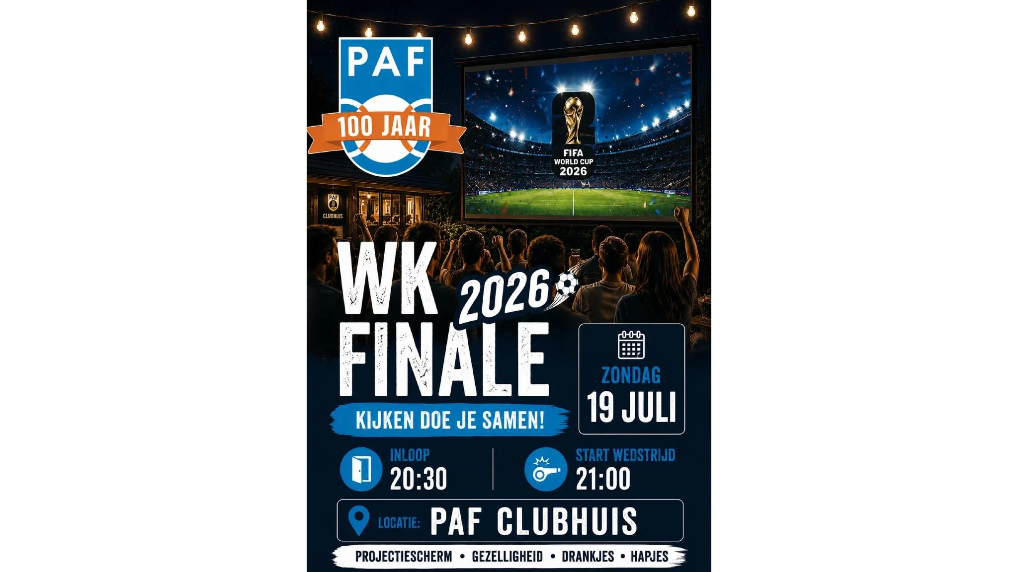 Aankondiging: WK-finale kijken in het PAF-clubhuis
